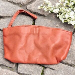 Universal Thread Rust Colored Leather Zipper Bag With Wristlet Strap